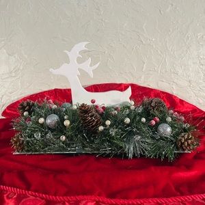 **White Deer Mixed Arrangement Snow Holiday Christmas Centerpiece